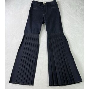 Broken Land Flare Jeans Womens Medium Pleated Wide Leg Denim Bell Bottoms $375